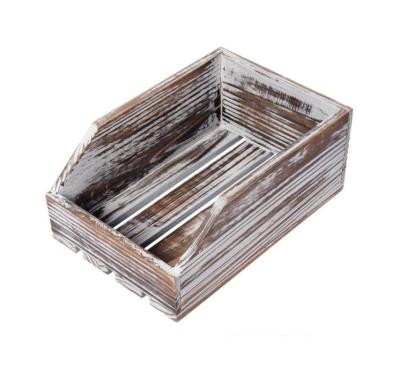 China Eco-friendly Whitewashed Table Top Wooden Box Basket Letter Rack Folder Rack Home Office Supplies Jewelry Display Desk Tray for sale