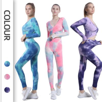 China Breathable Good Quality Custom Women Workout Sets Yoga Equipment Fitness Sets 2 Piece Set Women Long Sleeve +pants for sale