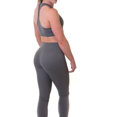 China New Styles Ladies Fitness Spandex Antibacterial Dark Gray Gym Wear Yoga Suits for sale