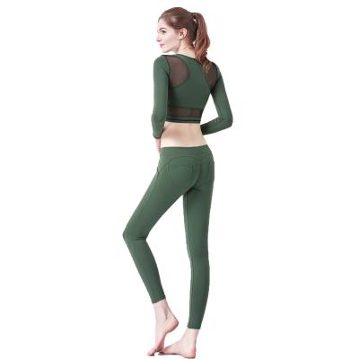 China Antibacterial yoga pants antibacterial yoga pants set polyester spandex thin fit yoga wear woman clothes 2018 for sale