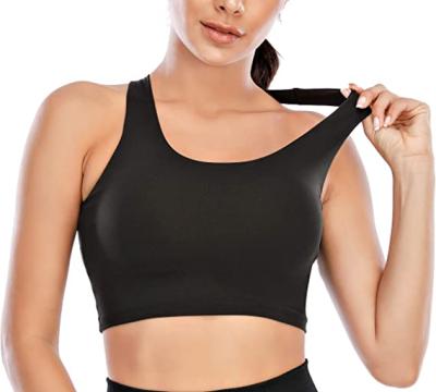 China Antibacterial Women's Full Coverage Cross Back Full Coverage Strappy Bra Padded U Neck Sports Yoga Wireless Padded Bra for sale