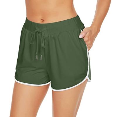 China Antibacterial Active Shorts Summer Running Sporty Shorts Women Dance Gym Workout Elastic Waist Shorts for sale