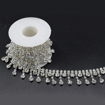 China Trim Crystal Close Chain Flatback Rhinestone Tassel Fringe Applique For Crafts Wedding Party DIY Apparel Sewing Decoration Ideal for sale