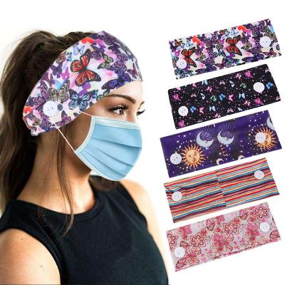 China Milk Headbands 2021 New Arrival Cloth Headbands Yoga Headbands For Women Hair Accessories With Buttons Shape Butterfly Flower Stretching Sport for sale