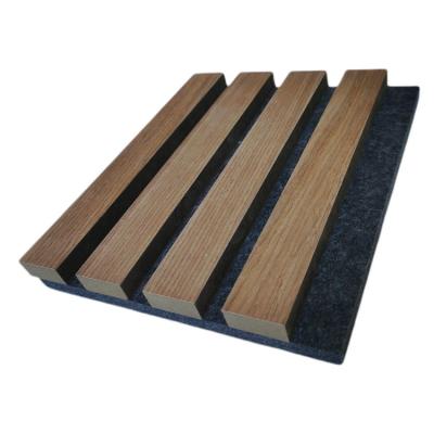 China Modern Fireproof Acoustic Wood Panels Polyester Slatted Composite Wall Soundproofing Board for sale