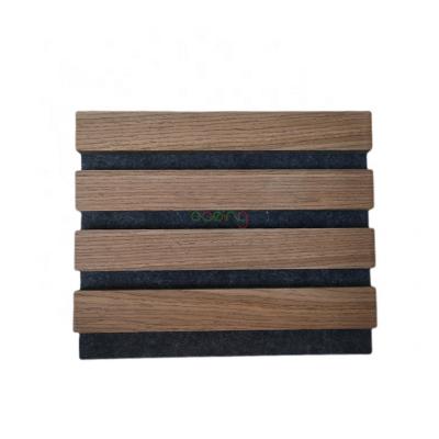 China Modern Composition Soundproof Wooden Slats Veneer Polyester Decor Ceiling Acoustic Wall Panel Europe for sale