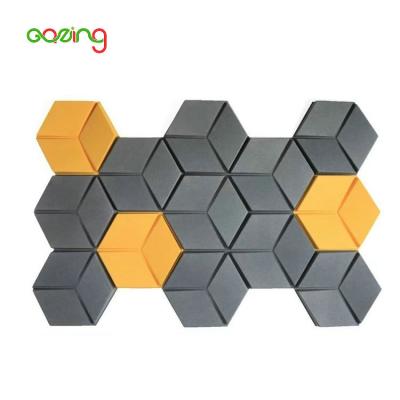 China Modern Multifunctional Hall Hexagon Shape Polyester Fiber Felt Sound Absorption Acoustic Board for sale