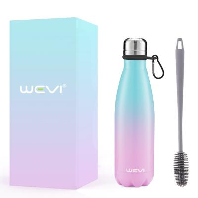 China Wevi Wholesale 350ml 500ml 750ml PORTABLE Double Wall Insulated Stainless Steel Cola Shaped Sport Water Bottle for sale