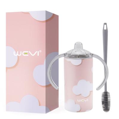 China Custom 10 BPA Free Double Ounce BPA Free Lid WeVi Wall Insulated Vacuum Stainless Steel Thermal Baby Straight Sippy Cup With Handles for sale