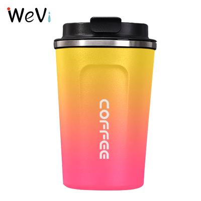 China Wevi 16oz Disposable Stainless Steel Car Travel Mug Wall Thermal Vacuum Insulated Double Coffee Mug With Spill Proof Lid for sale