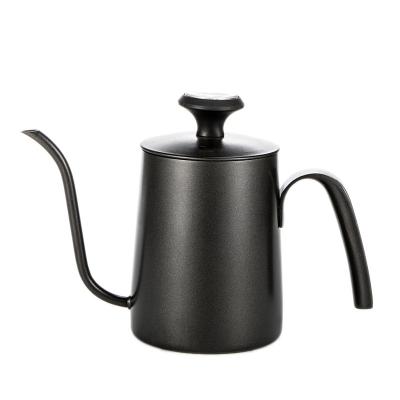 China Sustainable Wevi 600ml Black Vintage 304 Stainless Steel Gooseneck Kettle Hand Pour Over Coffee Teapot for sale