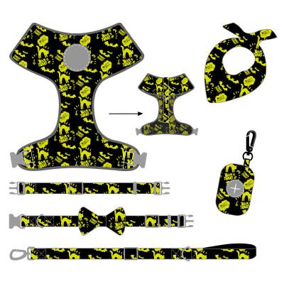 China Custom Thoughtful 6 Pieces Accessories Adjustable Sublimation Pet Models Dog Harness Collar Leash Set for sale