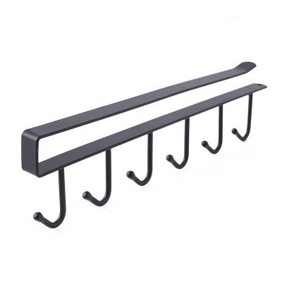 China New-fashion Kitchen Rack Hook Free Punch Cabinet Under Hanger Hanging Long Strip Row Nail Free Hook One Row Of Hooks for sale