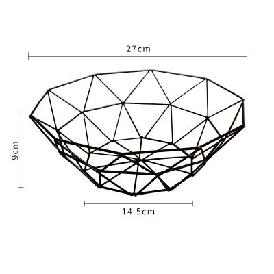 China Polygon Contemporary Simple Iron Style Bowl Holder Metal Wire Vegetable Fruit Basket for sale