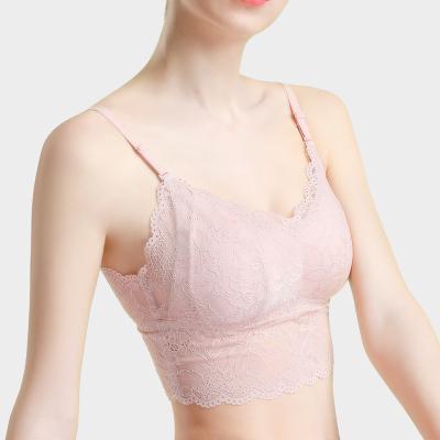 China Eazmol Antibacterial Push Up Bra Breathable Silk Seamless Lace Padded Bra Lace Camisole Bra for sale