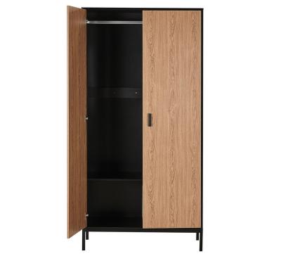 China Storage Furniture Brown Color Metal Storage Closet Two Door Foldable Wardrobe (Height) Wooden Door Adjustable For Bedroom for sale