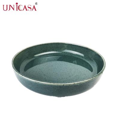 China Sustainable Bakeware Ceramic Stoneware Terrine Pie Plate Reactive Glazed Green for sale