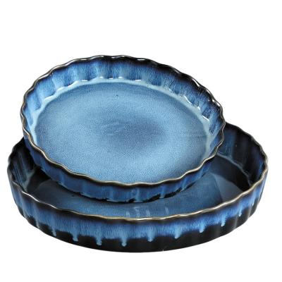 China Sustainable ceramic terrine around bakeware stoneware baking dish and pan for sale