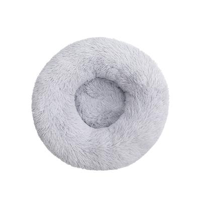 China Travel Factory Supply Assorted Color Soft Plush Round Pillow Beds Pet Beds for sale