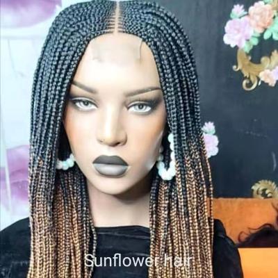 China 2x6 Closure Wig Micro Braided Braided Synthetic Lace Front Hair Braided Wig For Black Woman for sale