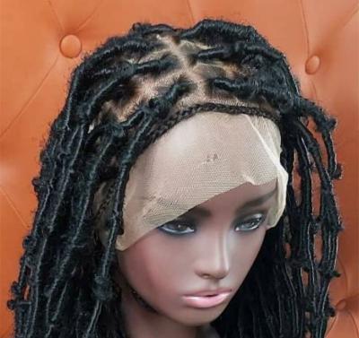 China Wholesale Braided Style Box Braids Neat Knotless Synthetic Wig On Hair Full Lace Braided Wig For Young Black Women for sale