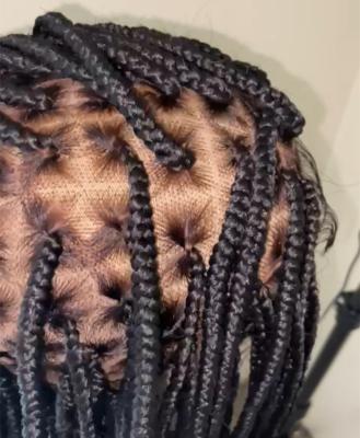 China Cheap Synthetic Short Box Braids Knotless Long Box Braids Full Lace Wig Glueless Braided Wig For Black Women for sale