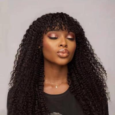 China 100% Curly Virgin Human Hair Curly Coily Curly Virgin Human Hair Afro Remy Virgin Hair Wig With Bangs Machine Made Wig for sale