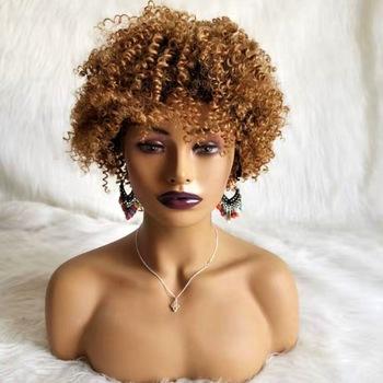 China Cheap4a 4b 4c 3a 3b 3c Short Swiss Lace Afro Kinky Curly Wigs For Women Color Hair Blonde Short Afro Kinky Curly Wigs None Lace for sale