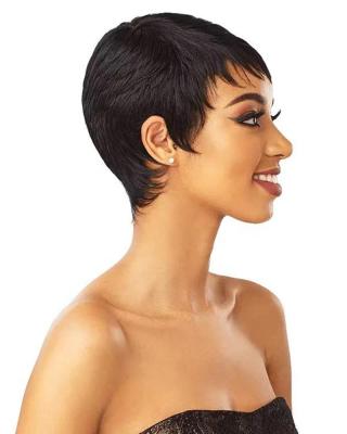 China Cheap wholesale virgin swiss lace wig boycut layered hair short pixie cut wig for black women for sale