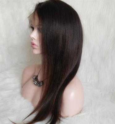 China Virgin Human Hair Straight 10 One Grade Fantastic Full Lace Wig Caps Human Silk Straight Natural Black Wig Manufacturer for sale