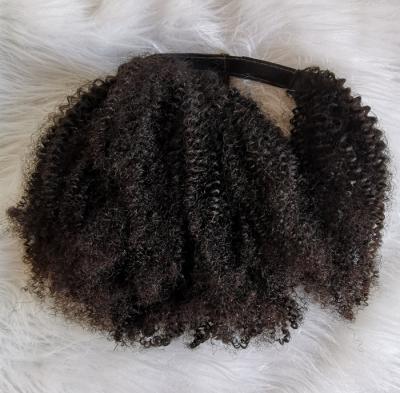 China Afro Kinky Curly Wrap Ponytail For Women Color Natural Curly Hair Drawstring Ponytail At Wholesale Price for sale