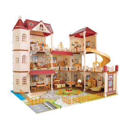 China Mini Furniture Dollhouse Girl's Plastic DIY Play Room Toy Children Doll House for sale