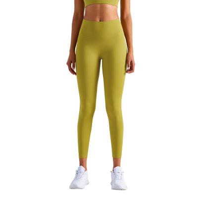 China New High-waisted Breathable OEM Butt Lulu Yoga Nude Pants Back Pockets Fitness Lulu Gaiters Fishing Quick Dry Breathable Pants for sale