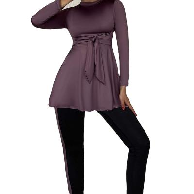 China Plus Size GANA OEM&ODM High quality burkini pour femme muslim women swimwear Color block High Neck Full Body Swimsuit for sale