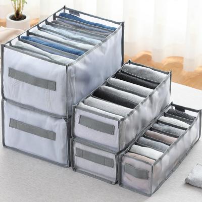 China Bathroom 7 Grid Lattice Clothes Organizer Wardrobe Closet Basket, Jeans Wardrobe Clothes Organizers Storage Box for sale