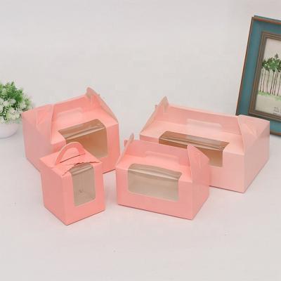 China Recyclable Custom Printing Rectangular Recyclable Paper Boxes Dry Fruit Candy Cake Pink Gift Box With Clear PVC Window for sale