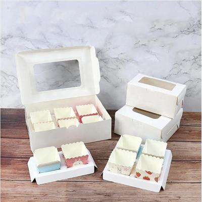 China Recyclable High Quality Eco-Friendly Paper Gift Box Cake Pastry Square Food Packaging Baking Boxes With PVC Clear Window Lid for sale