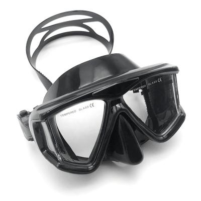 China Wide View Freediving Mask Silicone Nose Cover Swimming Google Tempered Glass Diving Masks for sale