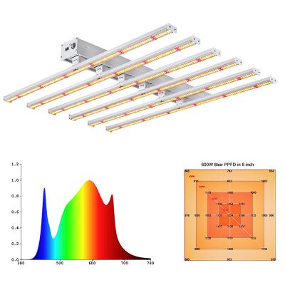 China Spider Shape 10% OFF 600W LED Grow Light With 4 6 Bar Dimmable Spectrum Full UV IR Plant Lights For Seedlings Flower Indoor Lamp Best Seller for sale