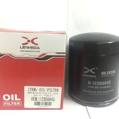 China Leweda brand oil filter 1230A045 FOR MITSUBISHI triton 2.5 pajero sport strada shorter height Md069782 125mm 125MM height for sale