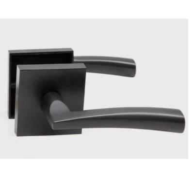 China High Quality Modern American Tubular Privacy Lever Toilet Door Handles With Matte Back Plate Bathroom Black S7508 for sale