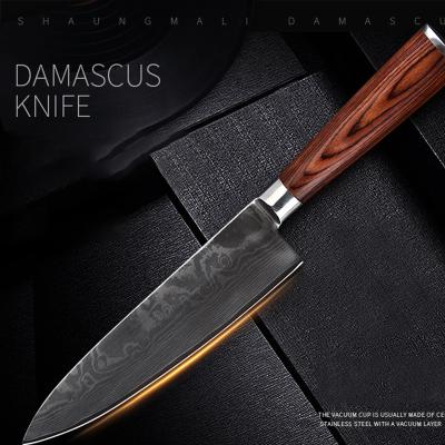 China Professional 8 Inch Damascus Stainless Steel Kitchen Chef Knife Black Red Handle Wooden Japanese Kitchen Tool Gift Box for sale