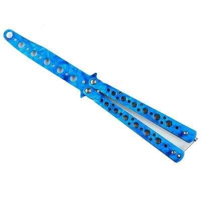 China Colorful Non-Sharpenning 3D Blade Safe Folding Knife Practice Stainless Steel Outdoor Sports Dull No Edge Non-Sharpenning Butterfly Training Knife for sale