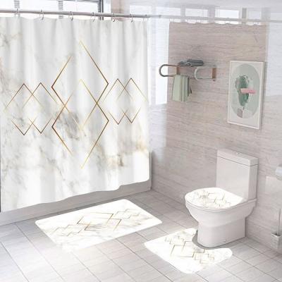 China Factory Cheap Custom Bathroom Stocked Waterproof Printing Marble Shower Curtain For Hotel And Home Bathroom Accessory for sale