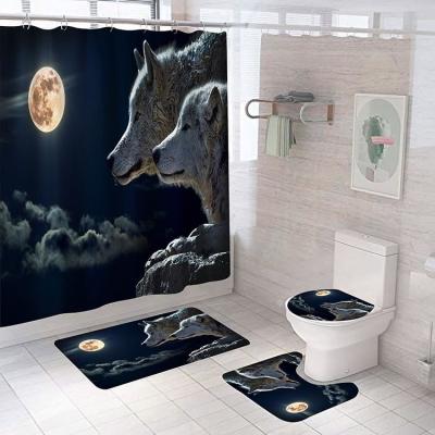 China Stocked Hot Sale Products 3D Printing Custom Waterproof Polyester Fabric Bathroom Shower Curtains for sale