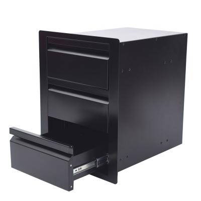 China Factory Custom Corrosion Resistance (RTS) 17 Inch BBQ Triple Drawers For Outdoor Kitchen, Poweder Coating for sale