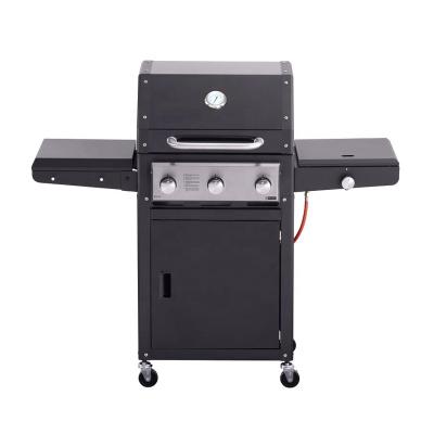 China Premium Quality Easily Assembled With Fashion Design Xenon Gas 3-Burner Black Mini Bbq Gas Grill for sale