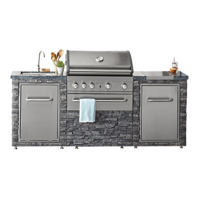 China Manufacturer Custom Wholesale SS304 Stone 4-Burners Easily Assembled Luxury Stacked Grill Island for sale