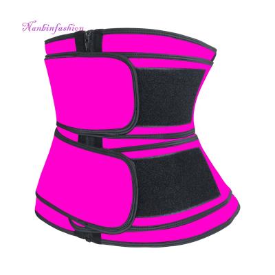 China NANBIN Rose Antibacterial Steel Bone Double Belts And Zipper Latex Waist Trainer Sweat Belt for sale