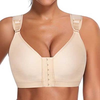 China Big Size QUICK DRY Hot Selling Mastectomy Fail Women's Top Adjustable Post-Surgery Front Closure Seamless Sports Bra for sale